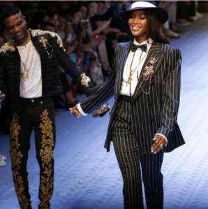 wizkid and naomi campbell at dolce and gabbana runway show 2018