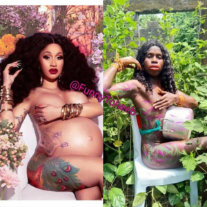 funny toheeb recreates cardi b pregnancy photo shoot
