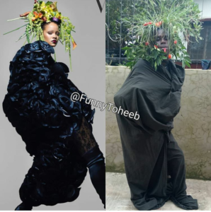 funny toheeb recreates Rihanna style