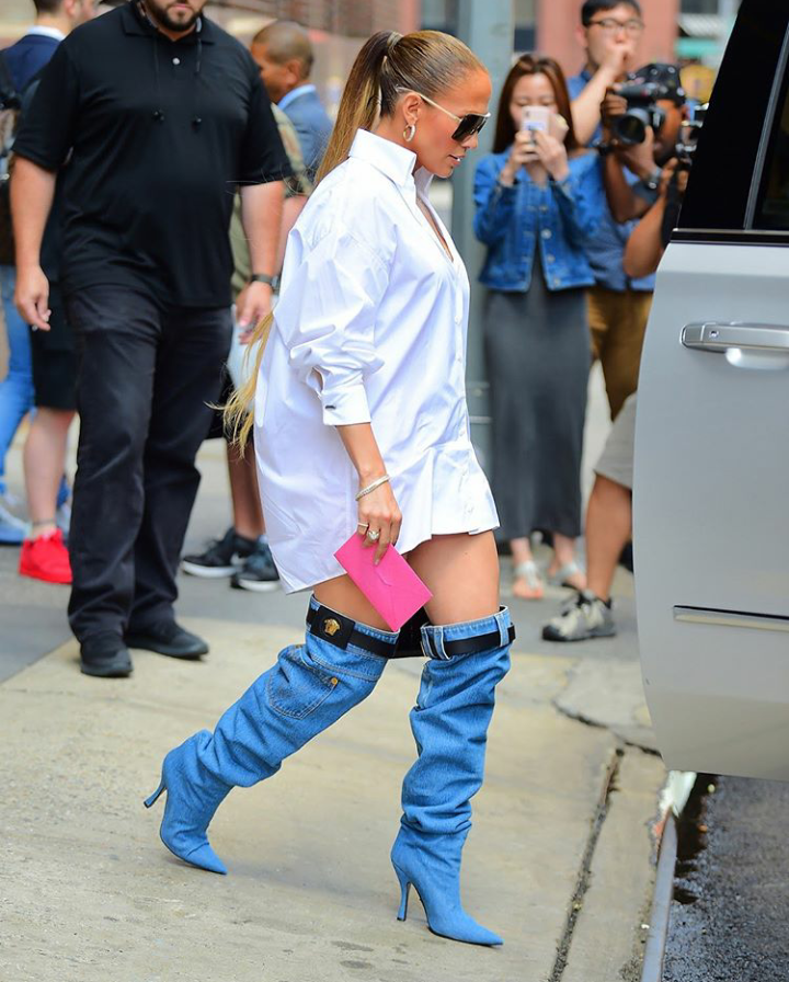 jennifer lopez denim thigh-high versace boots
