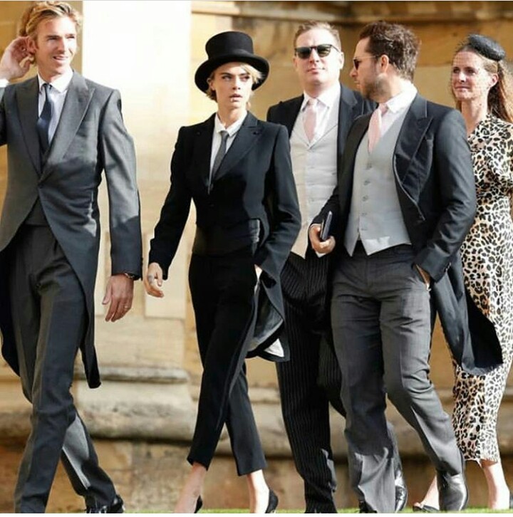 Cara delevingne suit at princess eugenie wedding
