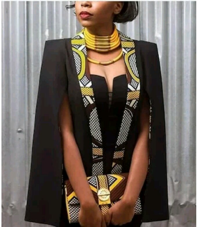 Black crepe with ankara design black crepe with ankara design