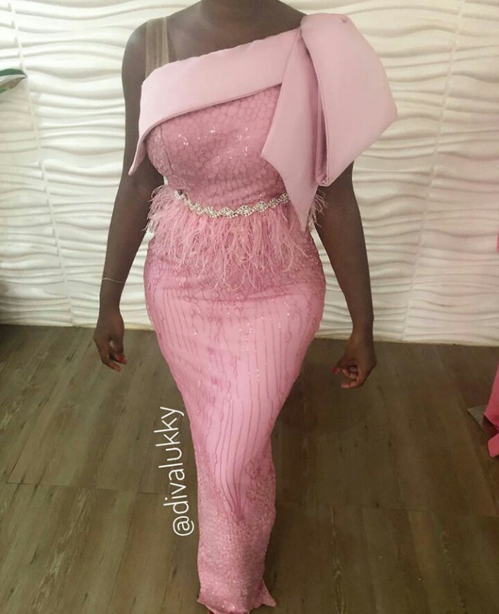 Diva lukky pink lace asoebi design Divalukky pink lace asoebi style 2018