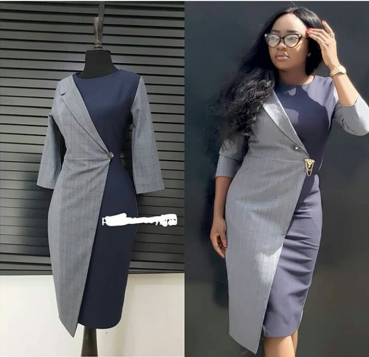 Office gown style with crepe fabric Office gown style with crepe fabric