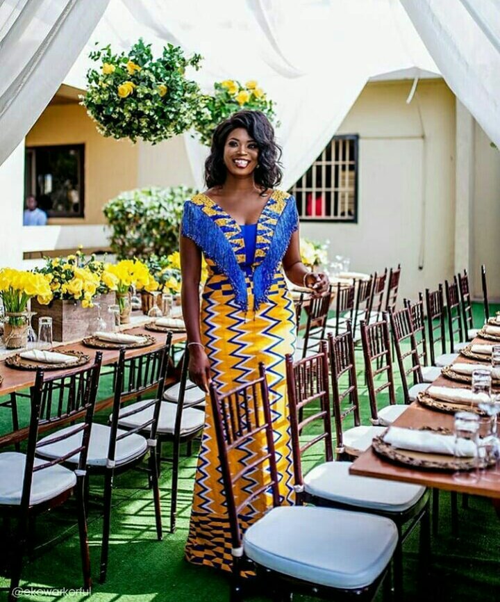 long kente gown with lace