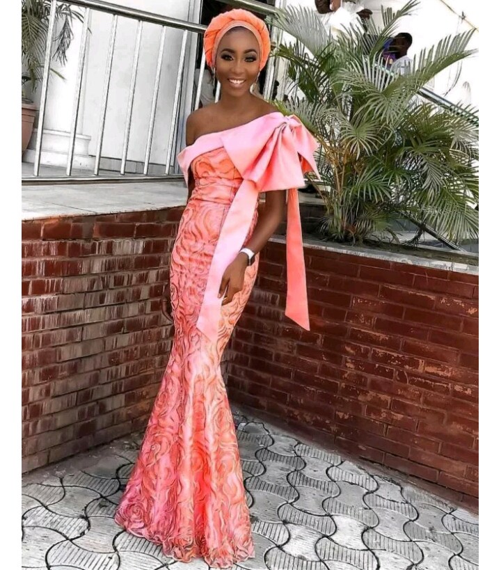 Styles for Gown peach lace Asoebi Gown peach lace designs