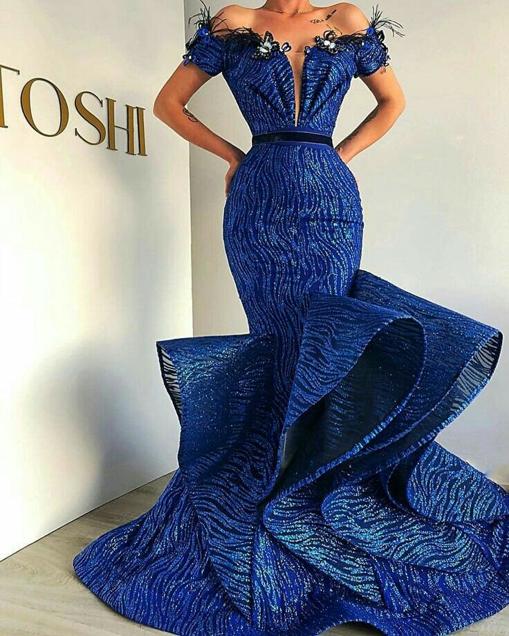 Mermaid royal blue lace designs 