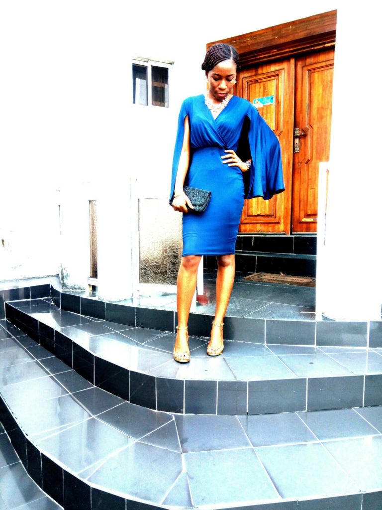 Navy blue Cape midi dress Navy blue Cape midi dress