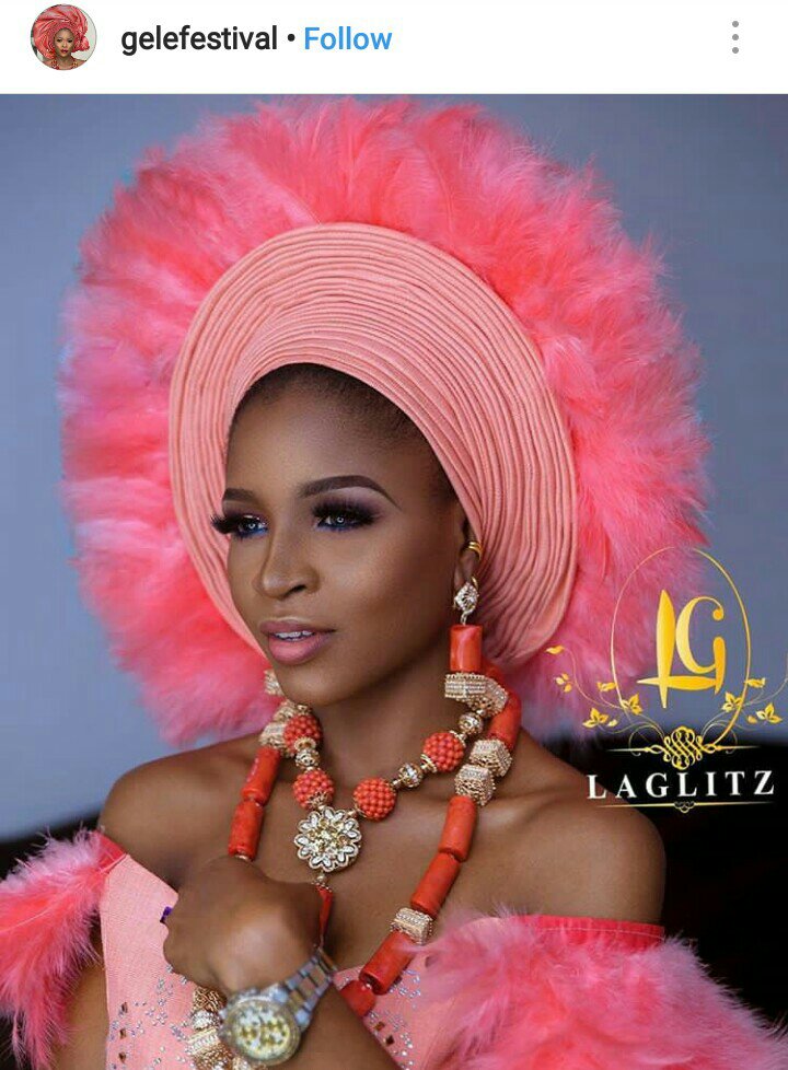 Pink Gele with feather