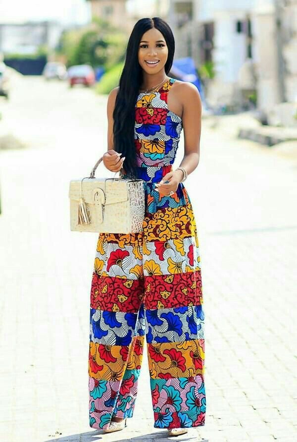 jumpsuit styles with fan print ankara