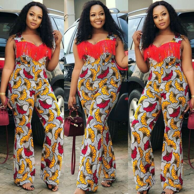 Ankara jumpsuit with fringe 