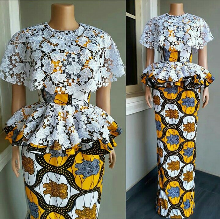 ankara and cord lace design