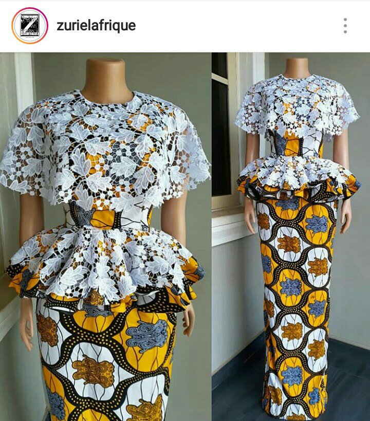 Net cord lace with ankara Net cord lace with Ankara