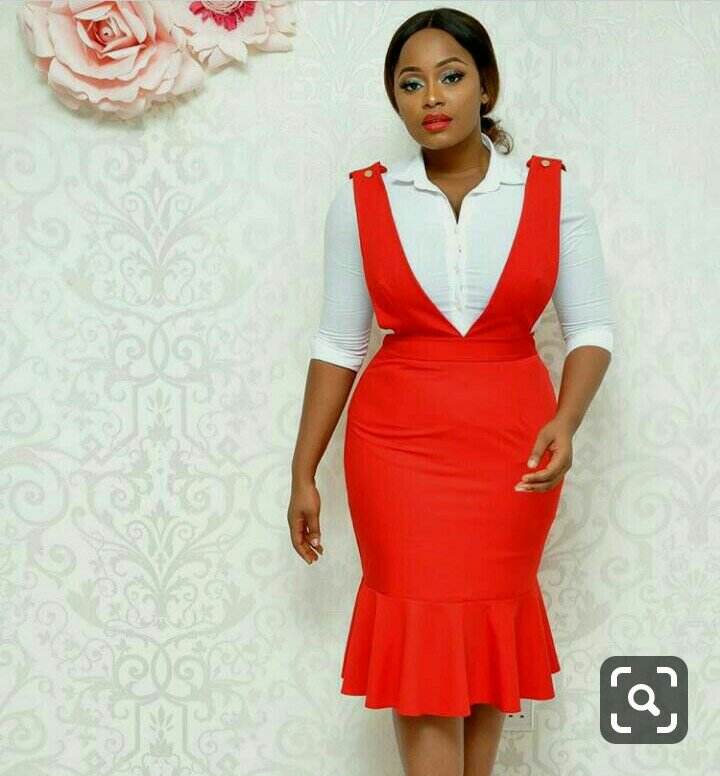 Red pinafore for work Red Pinafore styles for work