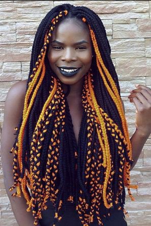 Orange and brown wool braids
