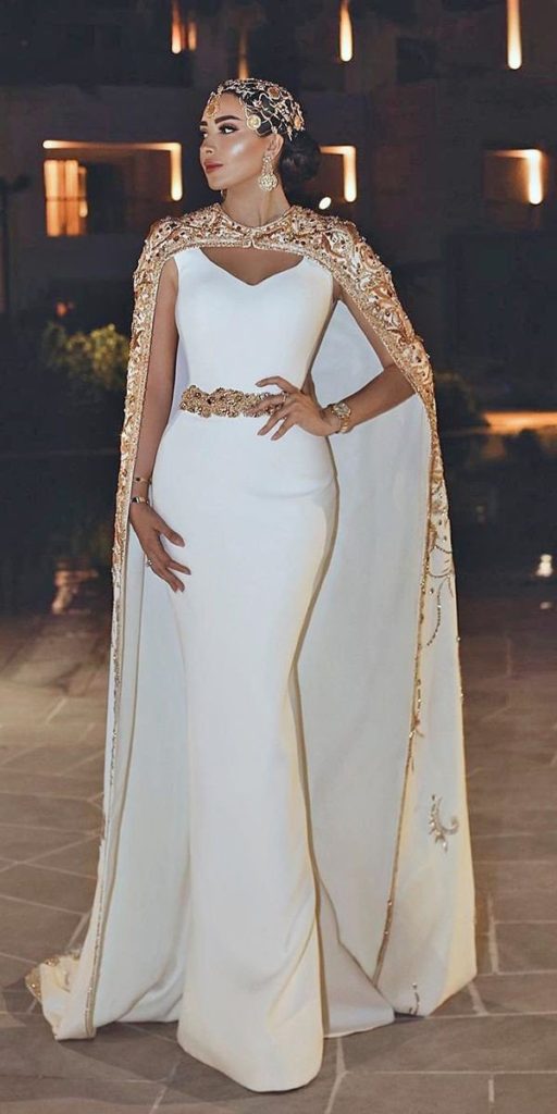 Wedding dress with cape train