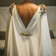 Bridal satin cape sleeves
