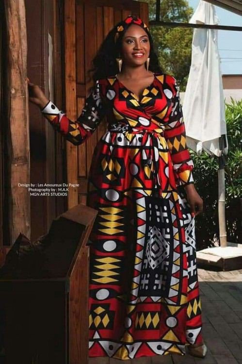 African wax wrap dress