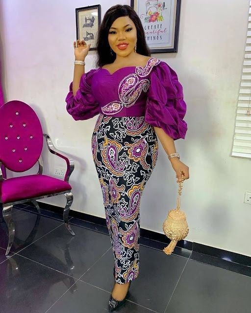 Ankara and raw silk combination