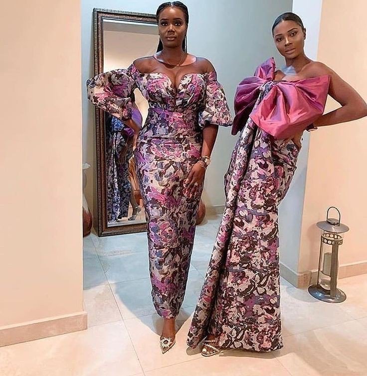 Damask gown with aso ebi