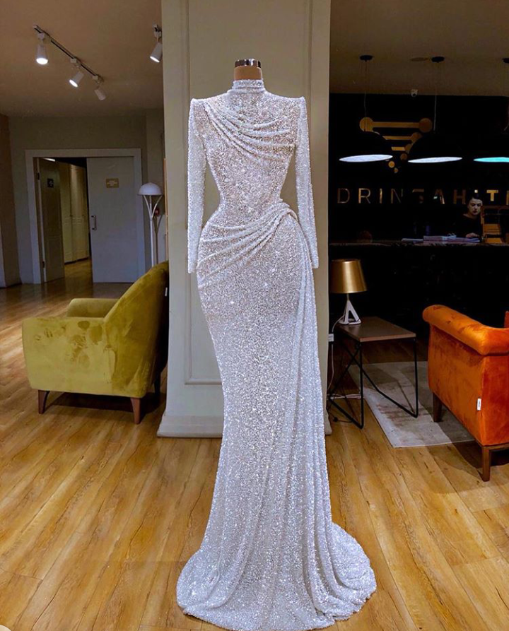 Silver evening dress