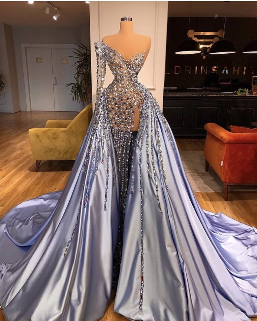 Purple statement reception dress 