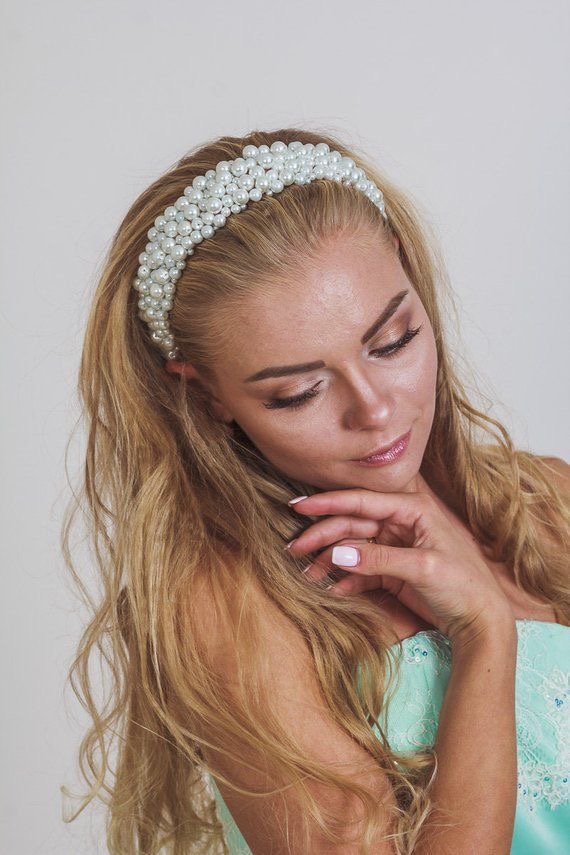 Pearl hair band for brides 2021